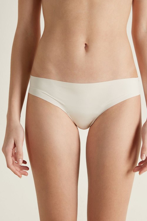 Tezenis Raw-Edge Microfiber Cheeky Kremowe | 5340-ZONTW