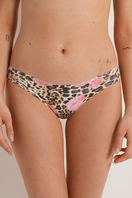 Tezenis Raw Edge Printed Brazilian Brief Różowe | 8315-EBLYZ