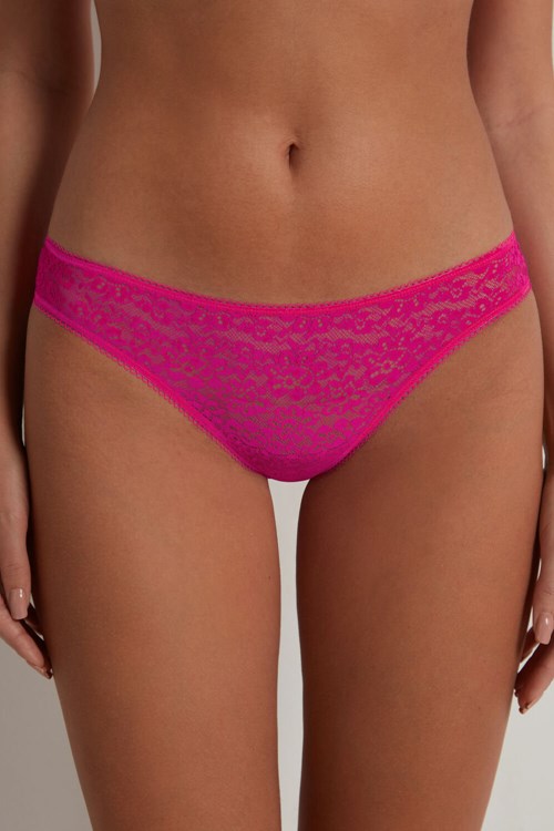 Tezenis Recycled Koronkowe Brazilian Panties Różowe Fuksja | 5276-HGXBS