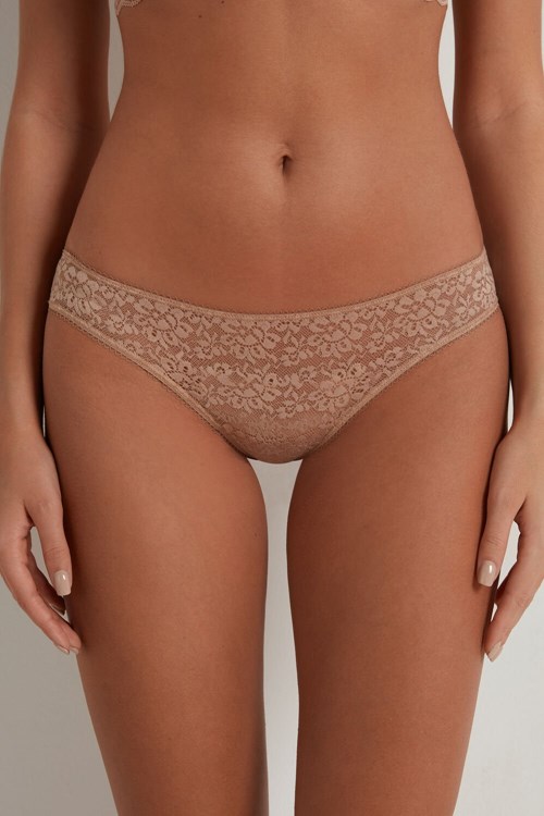 Tezenis Recycled Koronkowe Brazilian Panties Nude Natural Blush 1905 | 9174-YVMIG