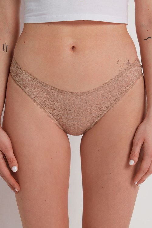 Tezenis Recycled Koronkowe High-Cut Panties Nude Natural Blush 1905 | 6083-HGMZJ