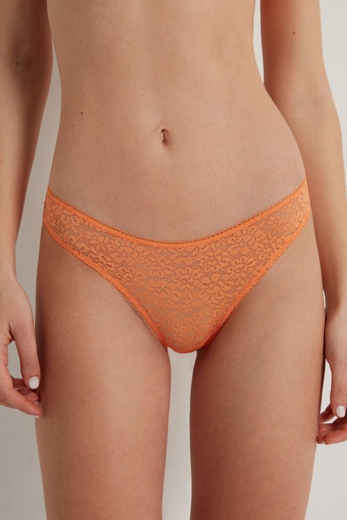 Tezenis Recycled Koronkowe High-Cut Panties Pomarańczowe Pomarańczowe | 8476-OKZAW