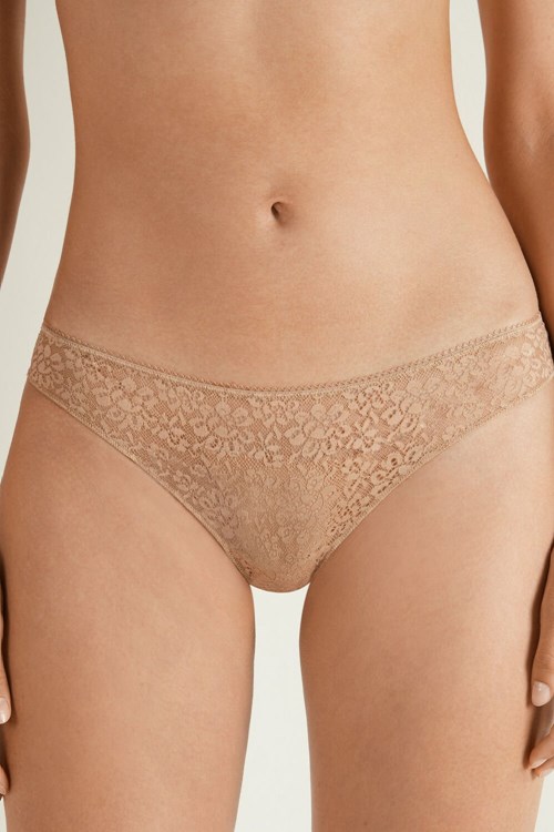 Tezenis Recycled Koronkowe Laser-Cut Microfiber Brazilian Panties Nude Natural Blush 1905 | 3195-SZKIA