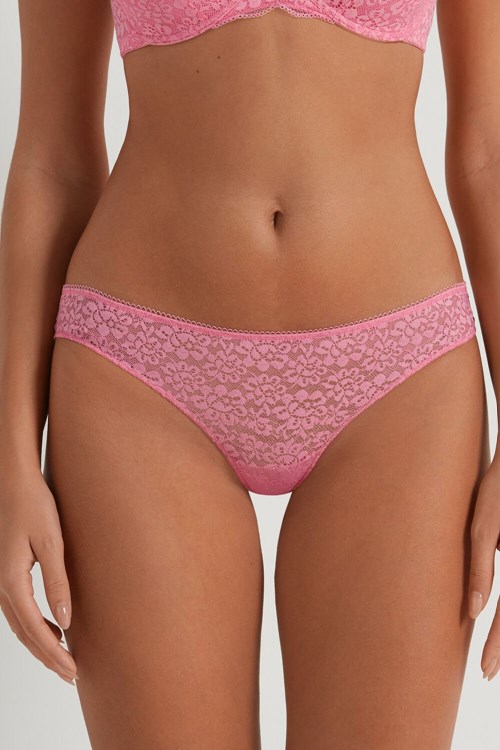 Tezenis Recycled Koronkowe Laser-Cut Microfiber Brazilian Panties Różowe Różowe | 4721-UMAZP