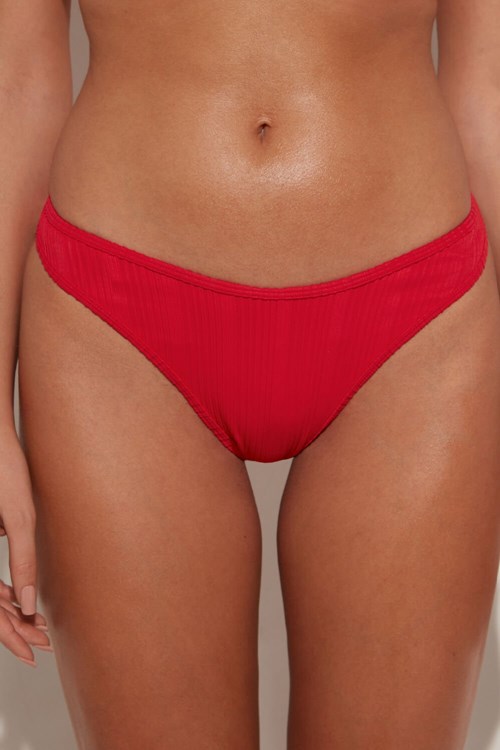 Tezenis Red Żebrowany Recycled Microfiber High-Cut Stringi Czerwone Czerwone | 3705-JNIED