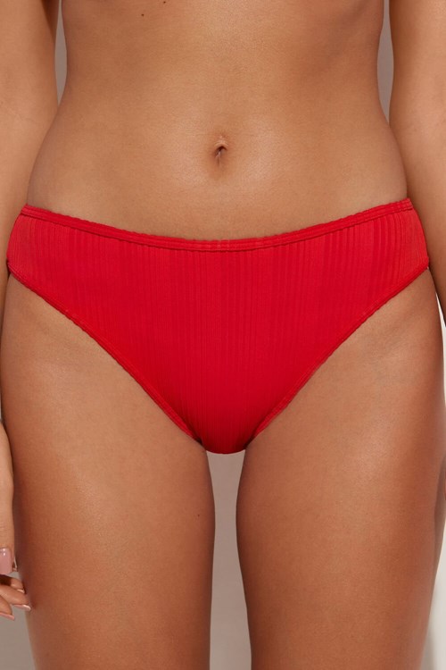 Tezenis Red Żebrowany Recycled Microfiber Klasyczne Bikini Bottoms Czerwone Czerwone | 5361-OAKRT