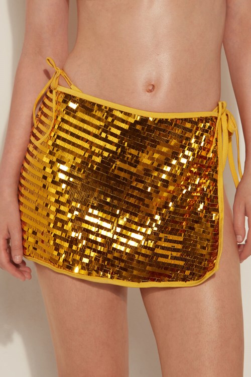 Tezenis Riviera Sequin Pareo Mini Skirt Żółte | 4350-BMYDI