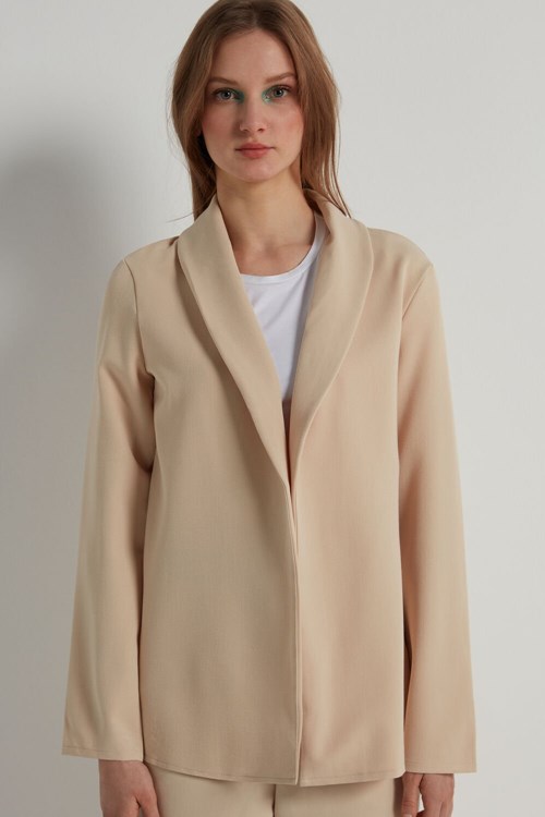 Tezenis Solid Color Open Front Blazer/Jacket Beżowe | 2561-CDMYX