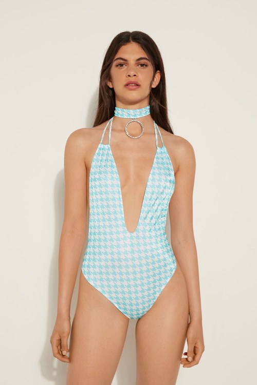 Tezenis Sparkling Jewels One-Piece Swimsuit Niebieskie Białe | 0764-FQYNG