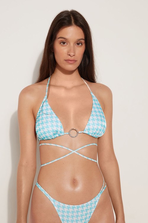 Tezenis Sparkling Jewels Triangle Bikini Top Niebieskie Białe | 7546-THMQJ