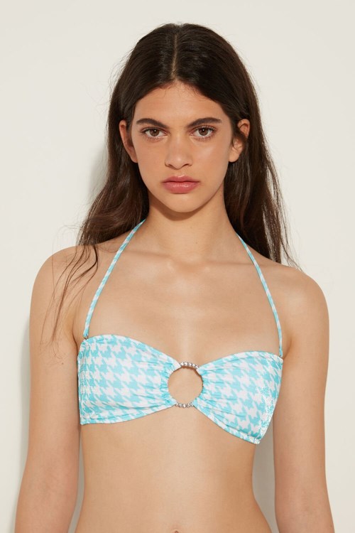 Tezenis Sparkling Jewels Watowany Bandeau Bikini Top Niebieskie Białe | 9436-BLINO