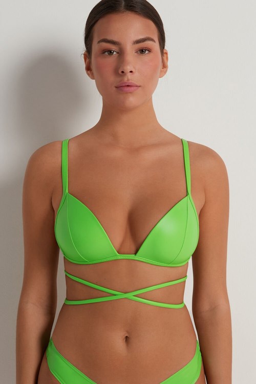 Tezenis Streetwear Latex Positano Watowany Triangle Bra Zielone Zielone | 0891-WLNXE