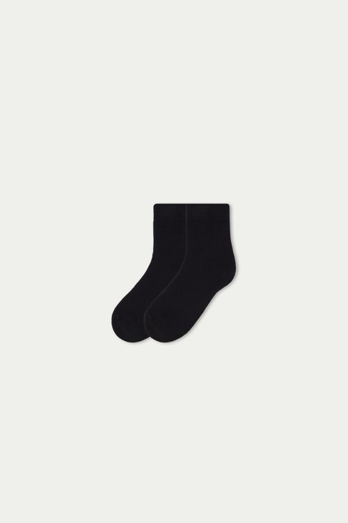 Tezenis Thermal Bawełniane Ankle Socks Czarne Czarne | 3047-FJUNQ