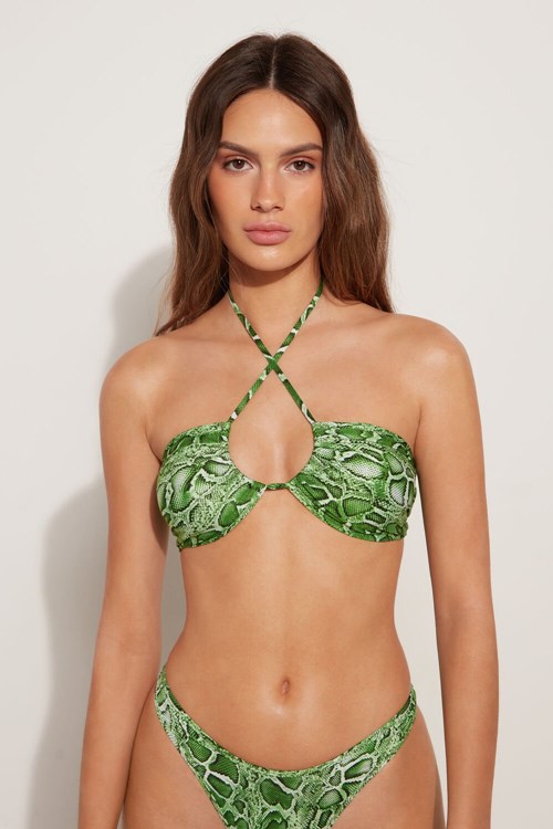 Tezenis Tropical Snake Brassiere Bra Zielone Wąż | 0612-NWRMB