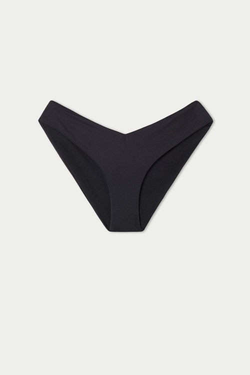 Tezenis V-shaped High-Leg Recycled Microfiber Bikini Bottoms Czarne Czarne | 3945-VINJP