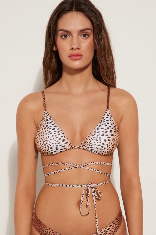 Tezenis Vintage Animal Print Removable Cup Triangle Bikini Top Animal Vintage Animal Print 614v | 2980-VAOQM