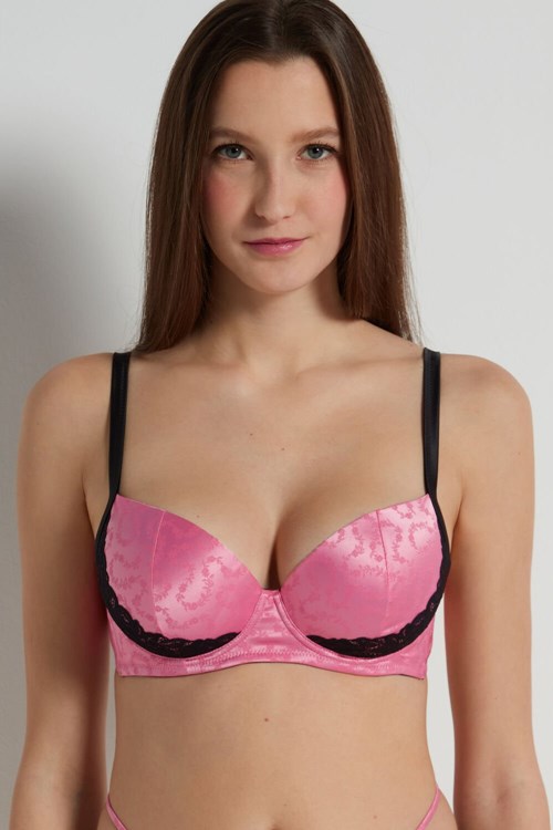 Tezenis Wien Love Bouquet Lightly Watowany Balconette Bra Czarne | 7204-VLTNF