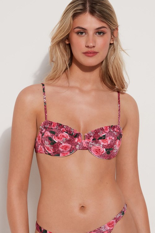 Tezenis Wild Roses Balconette Bikini Top Różowe | 2630-MCLHX