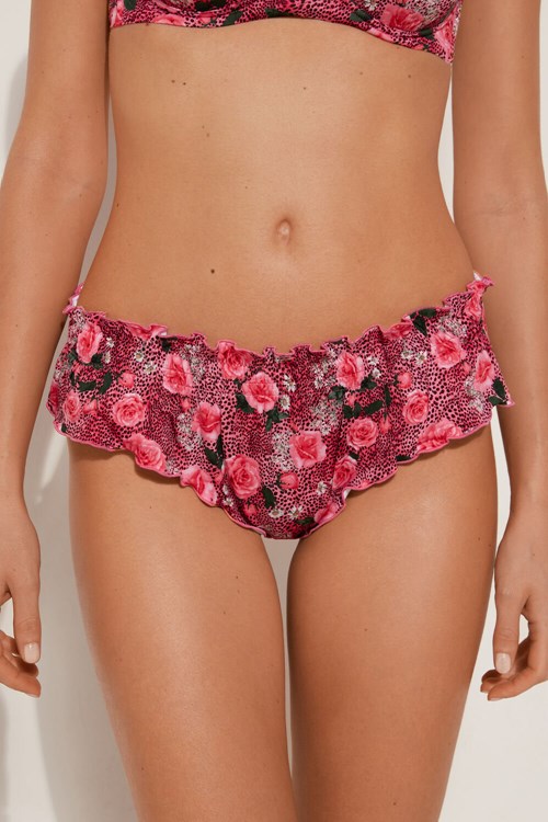 Tezenis Wild Roses Hipster Brazilian Bikini Bottoms Różowe | 0347-BUTGP